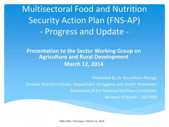 multisectoral food and nutrition security action plan fns ap progress and update