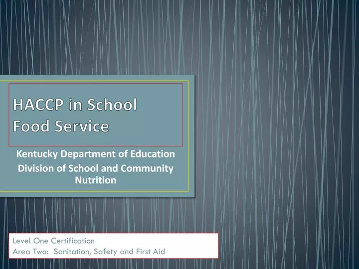 haccp in school food service