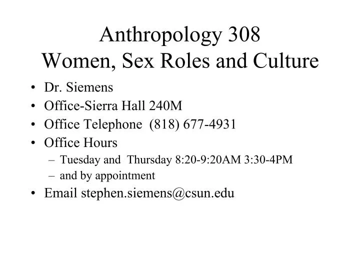 anthropology 308 women sex roles and culture