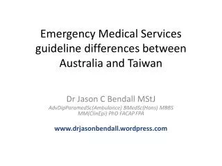 Emergency Medical Services guideline differences between Australia and Taiwan