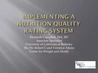 Implementing a Nutrition Quality Rating System