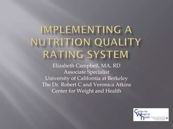 implementing a nutrition quality rating system