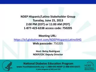 Host: Betsy Rodríguez NDEP/CDC Deputy Director