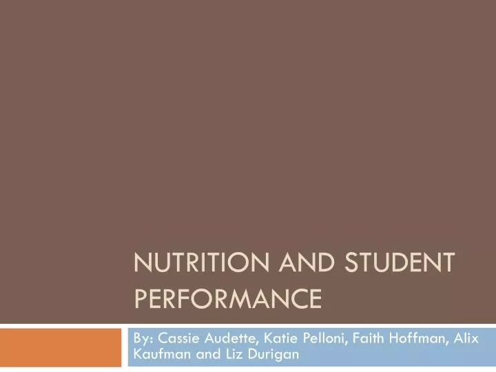 nutrition and student performance