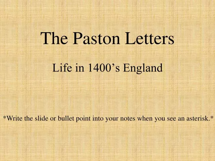 the paston letters