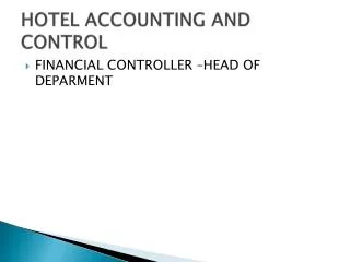 HOTEL ACCOUNTING AND CONTROL