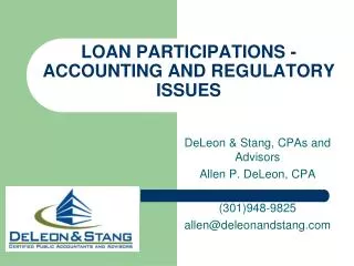 LOAN PARTICIPATIONS - ACCOUNTING AND REGULATORY ISSUES
