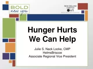 Hunger Hurts We Can Help Julie S. Nack Locke, CMP HelmsBriscoe Associate Regional Vice President