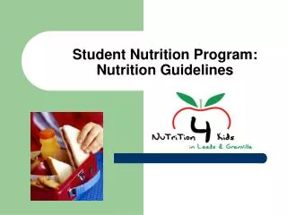 Student Nutrition Program: Nutrition Guidelines