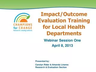 Impact/Outcome Evaluation Training for Local Health Departments