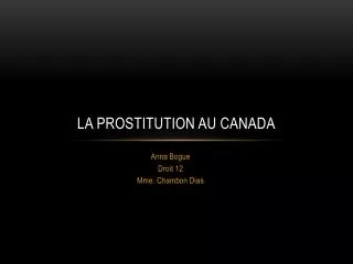 La Prostitution au Canada