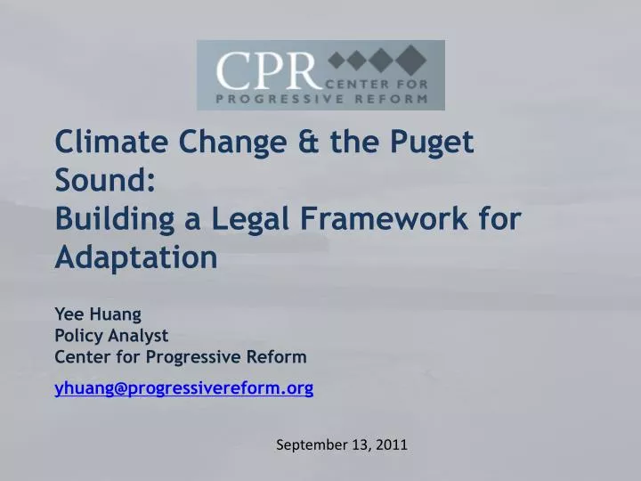climate change the puget sound building a legal framework for adaptation