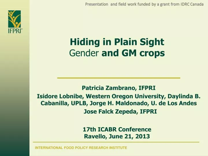 hiding in plain sight gender and gm crops