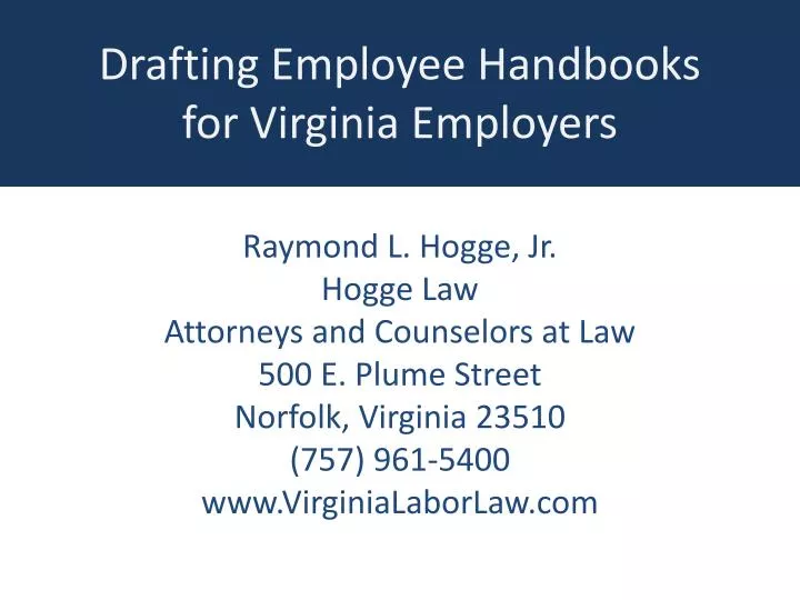 drafting employee handbooks for virginia employers