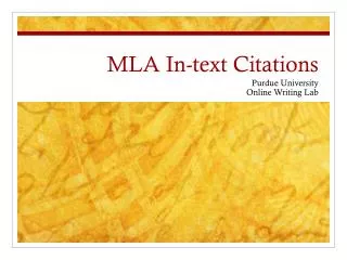 MLA In-text Citations