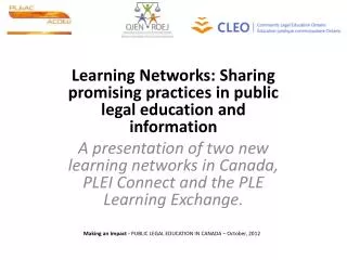 Learning Networks: Sharing promising practices in public legal education and information