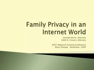Family Privacy in an Internet World