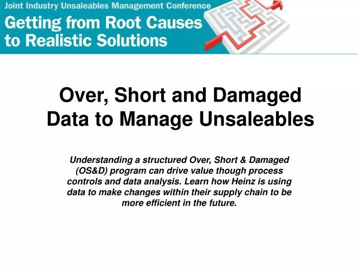 over short and damaged data to manage unsaleables