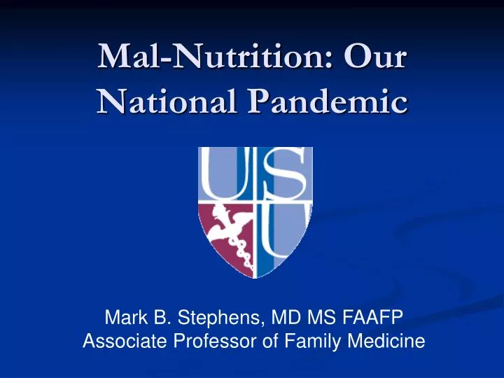 mal nutrition our n ational pandemic
