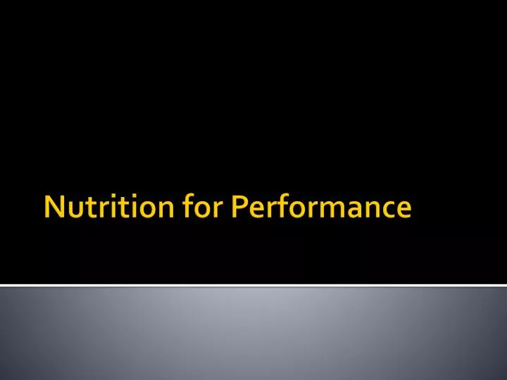 nutrition for performance