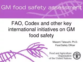 FAO, Codex and other key international initiatives on GM food safety