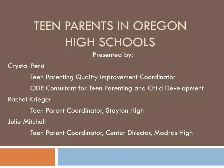 teen parents in oregon high schools