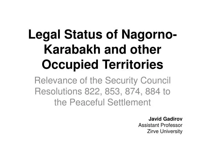 legal status of nagorno karabakh and other occupied territories