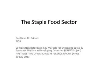 The Staple Food Sector