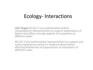 Ecology- Interactions