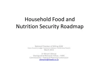 Household Food and Nutrition Security Roadmap