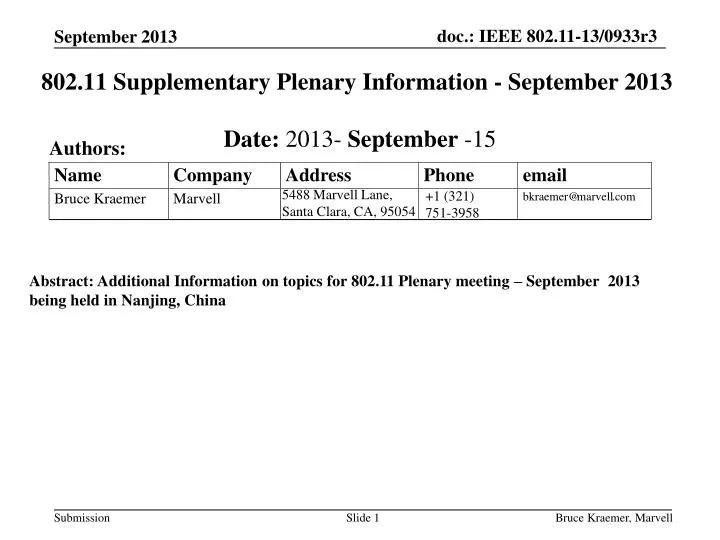 802 11 supplementary plenary information september 2013
