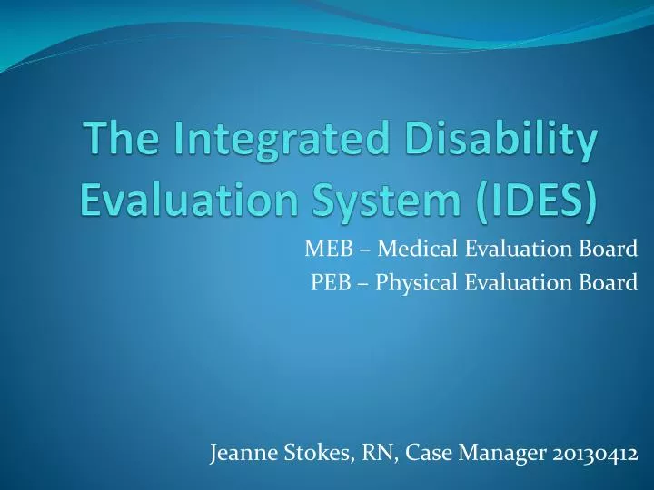 the integrated disability evaluation system ides