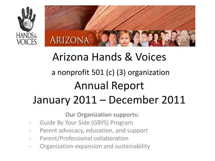 arizona hands voices a nonprofit 501 c 3 organization annual report january 2011 december 2011