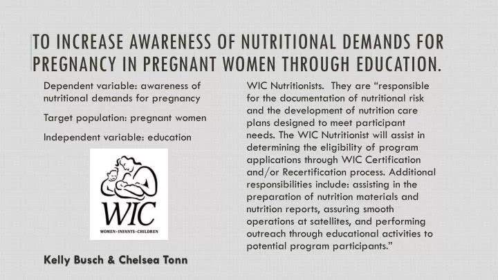 to increase awareness of nutritional demands for pregnancy in pregnant women through education