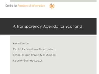 A Transparency Agenda for Scotland