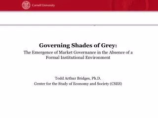 Governing Shades of Grey : The Emergence of Market Governance in the Absence of a Formal Institutional Environment Todd