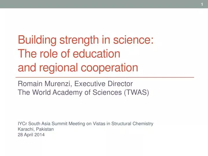 building strength in science the role of education and regional cooperation