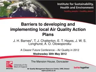 Barriers to developing and implementing local Air Quality Action Plans