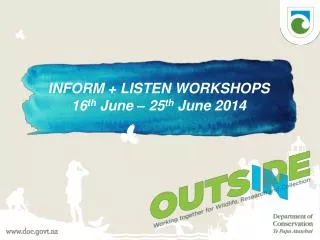 INFORM + LISTEN WORKSHOPS 16 th June – 25 th June 2014