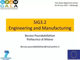 SIG3.2 Engineering and Manufacturing