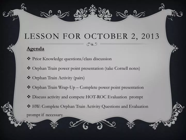 lesson for october 2 2013