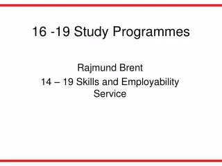 16 -19 Study Programmes