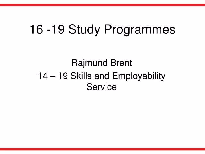 16 19 study programmes