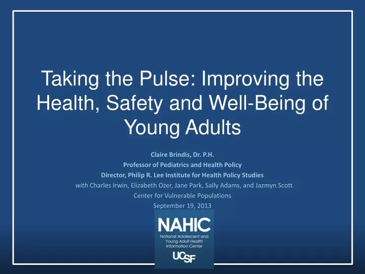 taking the pulse improving the health safety and well being of young adults