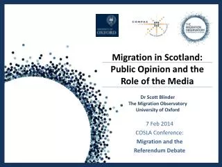 Migration in Scotland: Public Opinion and the Role of the Media