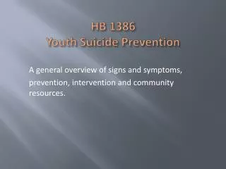 HB 1386 Youth Suicide Prevention