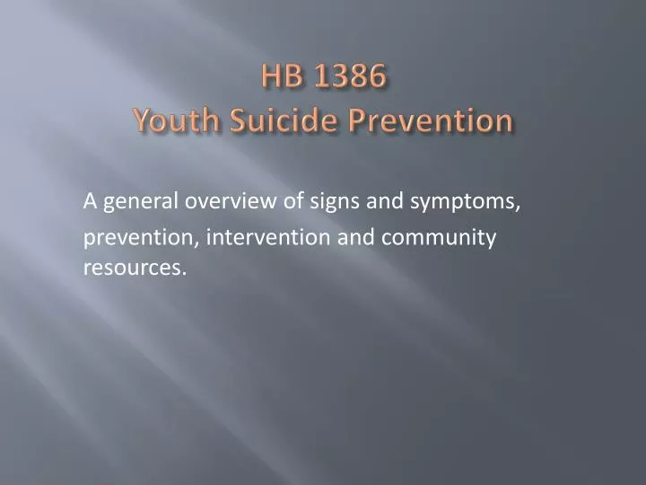 hb 1386 youth suicide prevention