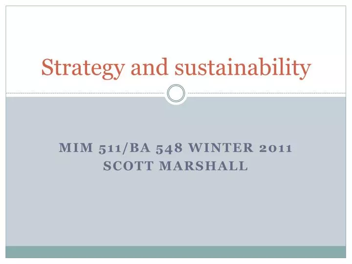 strategy and sustainability