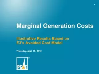 Marginal Generation Costs
