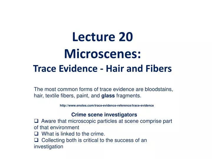 lecture 20 microscenes trace evidence hair and fibers
